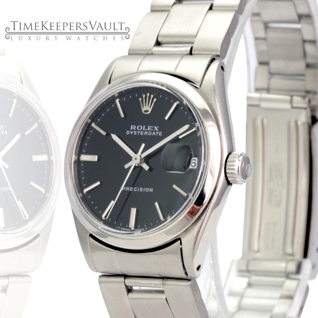 Rolex Oysterdate Stainless Steel Black Dial